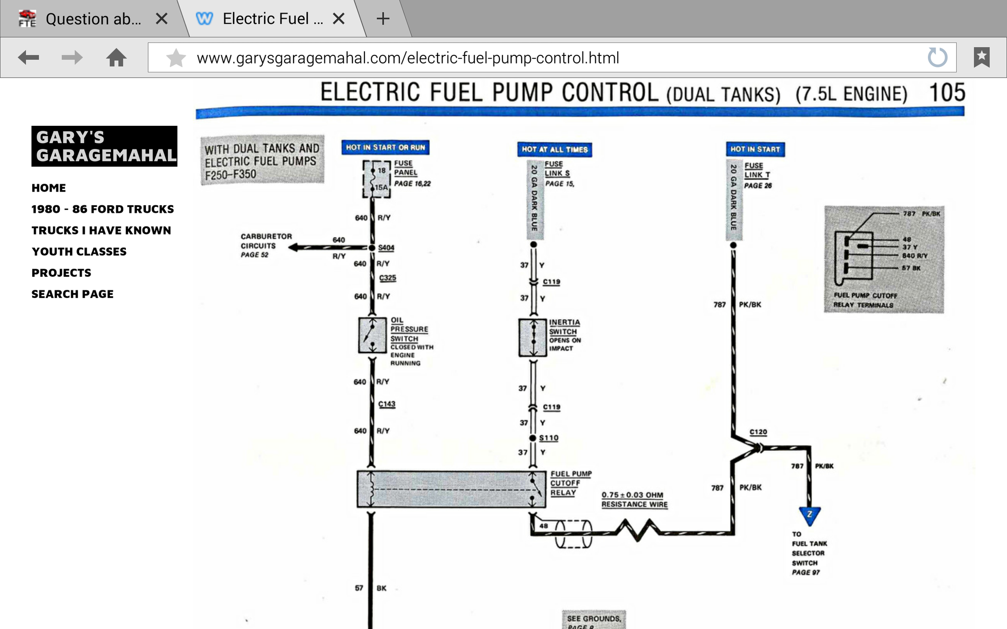Question about the dual fuel tanks on the 85' F250 with 460 Ford