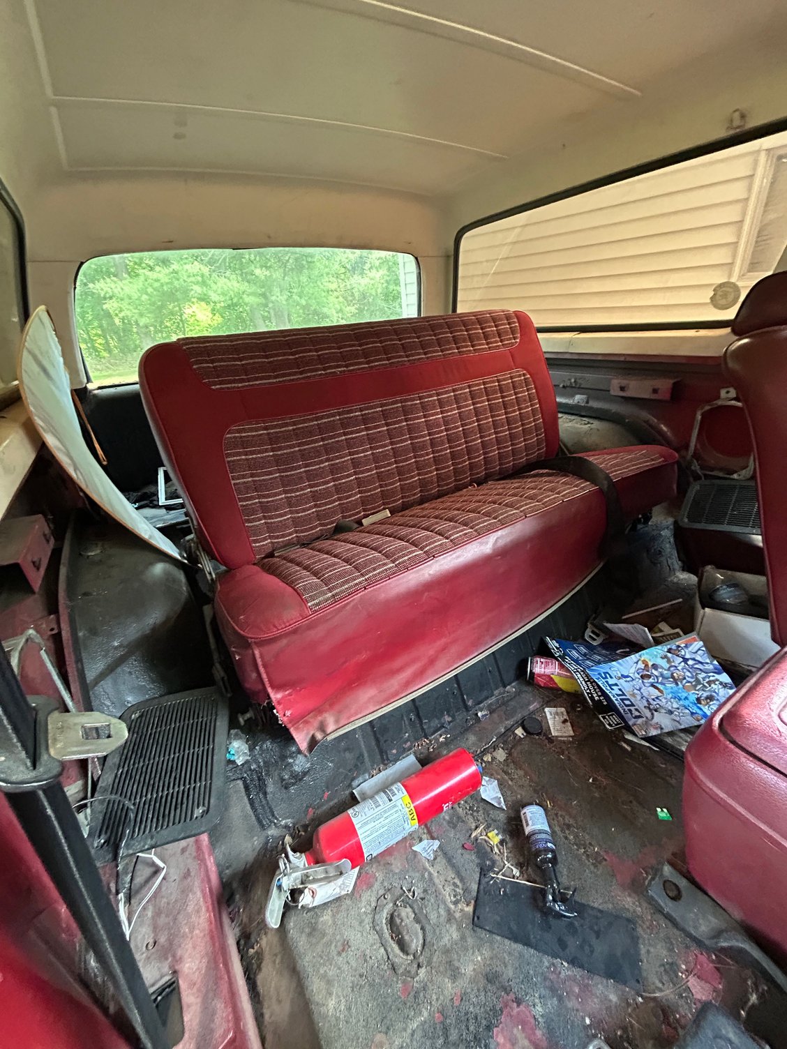 Seats are in decent condition, but the trim for the top is cracked and I'm reading that no one makes reproduction trim...