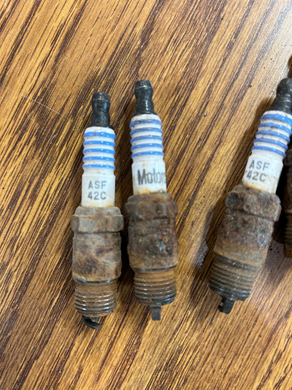 And while I was at it, I decided to grab the old spark plugs, ran them through the degreaser and set them on the woodstove to get the water baked off of them. 