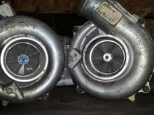 Question: does anyone know the difference in the compressor wheels on these two turbos? They are both 7.3 powerstroke turbos. One I believe was off of a schoolbus, the other off of a pickup. Is there any difference in compressor maps between the two?