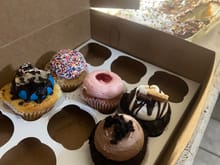 A guest brought "fancy" cupcakes 