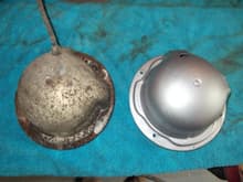 Headlight pots before and after cleanup