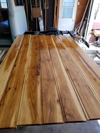 Hickory boards while applying the Tung Oil