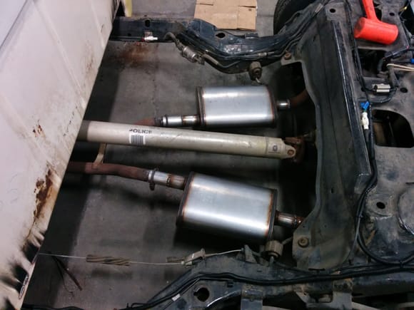 Replaced the stock cop car mufflers with some Magnaflow-style mufflers