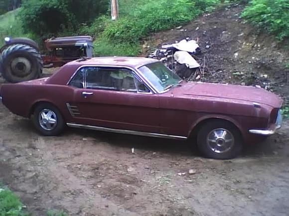 66 Mustang I rescued from a South Carolina junk yard just as you see it.