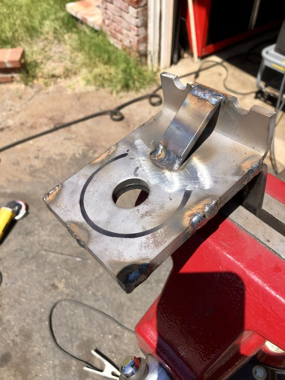 Since the 429/460 is heavy, I wanted sturdier frame brackets. I bought two mount kits and doubled up the frame brackets so that they will be attached with four bolts instead of two, plus this design is structurally stronger.