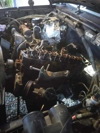 Pulling out blown engine