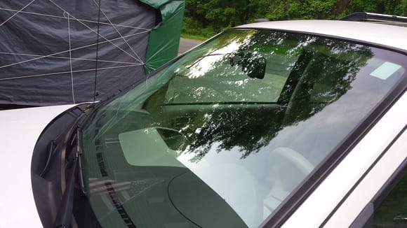 Windshield with Rain-X, prepped with glass cleaner and Mothers Speed Clay 2.0.