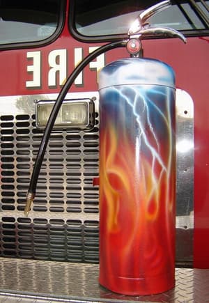 Flames &amp; storm airbrushed fire extinguisher
Copyright 2009
Hundred Watt Studio