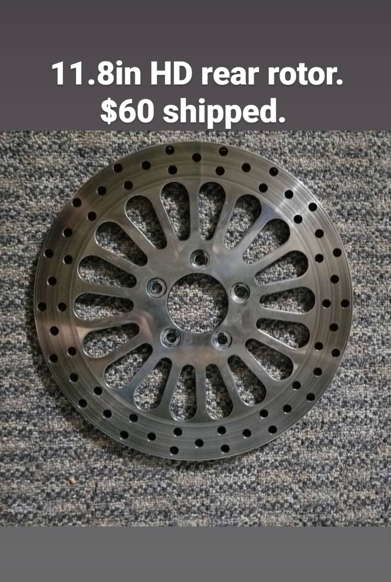 11.8in floating front rotors 11.8 non floating rear rotor Harley