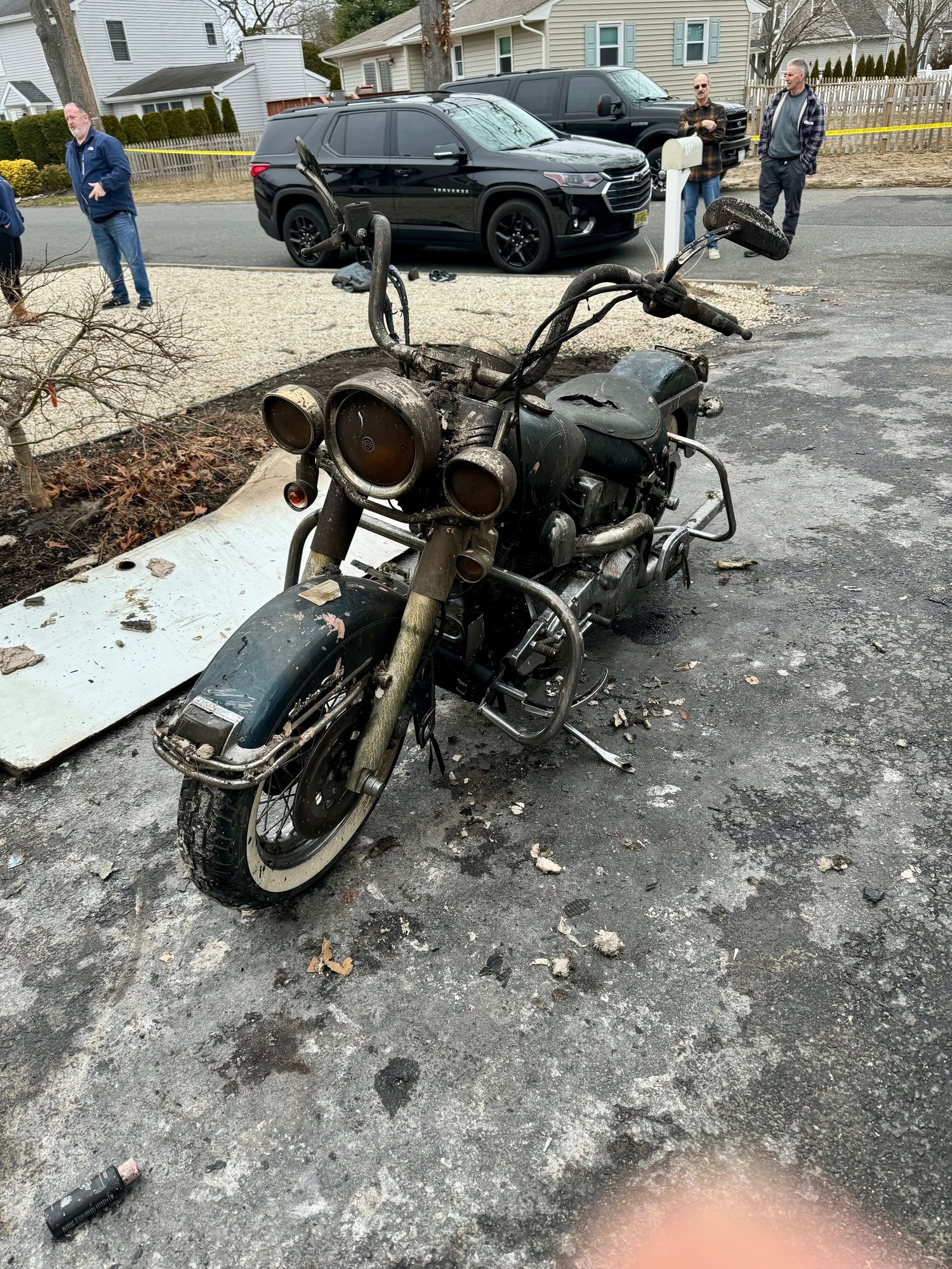The Heritage was at the front of the garage, suffered mostly smoke and water damage but the upper part did burn and destroy the cables and wire harness 