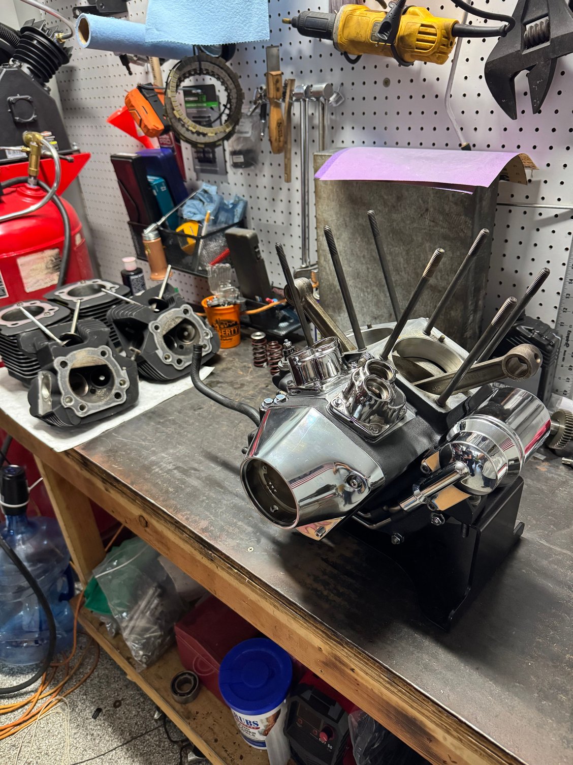 Crank cases all assembled and painted up