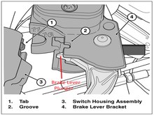 In order to get the tab to slide into the groove, the Plunger tries to shear off the switch.  With the cardboard spacer in (the very dark rectangular piece on the right) it holds the plunger out of the way.