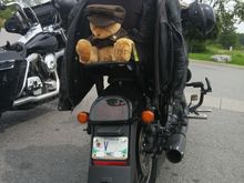 Pit-stop during the first Rolling Barrage in 2017 (wife was on course and couldn't ride, so I got her a mascot from YOW WO Sgt's & PO's Mess that made the trip for her)