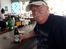 After 13 hours of flying, time to relax and enjoy a cerveza!