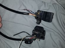 Here is my right and left  side hand controls together. There is six wires total. Both sides have a blue and a black wire. The left side also has a purple wire and the right side has a brown wire. Black is negative, blue is constant hot to allow the signals to also run as always illuminated marker lights and the brown and purple make either light blink. That's it, it's that simple. I now feel like a fool for stressing the issue so much. 