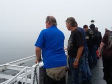 Very overcast as we left but luckily a calm lake for the ride across.