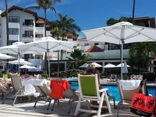 Relaxing at the pool at our resort.