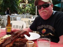 Quite a feed of ribs and an ice cold Pacifico!