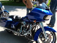 Mark, a fellow member of our group “The Wanderers” and his new ride. A new Road Glide! What a sweet machine.