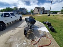 Hand washed twice with car shampoo and Dawm