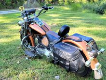 Tank bib, Heat shield, and Fender bib w/Brown Alligator embossed leather overlay.