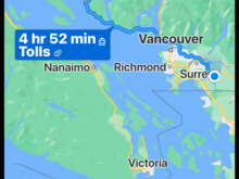 Not that far of a distance, but there’s two ferries to cross… and that always take time…It’s supposed to hit 100°f here by Sunday… My kind of motorcycling. 