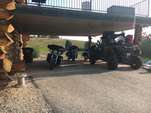 And our parking spots.  My bike on the left, cousins in center and the owners RG on the right.