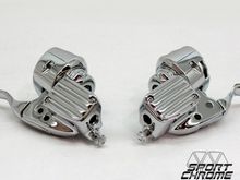 Close up of our Show Quality Chrome Plated Master Cylinders, Switch Housings and Levers.