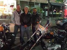 3 of us outside Coreys Catsup and Mustard (famous burger joint) up in Middletown CT...2 Shovels and an Evo.