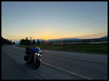 Up with the chickens and heading west… Sunrise over the Canadian Rocky Mountains