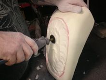 Remove foam from pillion with dremel...