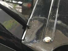 This is the cut and bend I had to make to clear the fender wiring harness. Just put pan in place and mark where wiring harness will touch. Cut the pan to allow clearance when you be d the metal.