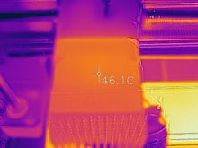 With JUST APPLIED bare heatsink (so not yet really dissipating any heat)