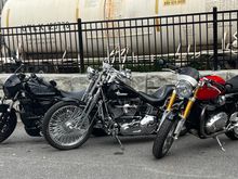 Nightster in this pic fits right in the pack. The Dragon trip.