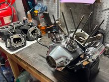 Crank cases all assembled and painted up