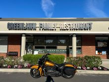 Happy Farthers Day! 
Next: your Softail with a Railroad train (Subway, trolley, whatever).