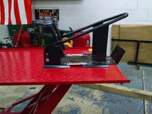 Harbor Freight wheel chock threw bolted onto steel deck