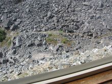 You can still see the trail that has been packed in the rocks by the Stampeders.