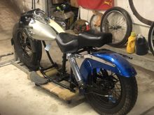 Just fooling around doing mockups last month with parts I had in the shop. Front wrecked fender from my 1970 on the back, just an idea may never happen.