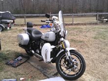 Got the xfmt lowers for bout 60 bucks, went with Memphis fats 17", sundowner seat- more comfortable for MoMA, 4 1/2 pull back risers. Man what a nice ride she is.