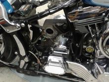 Pulled oil tank to blast the chrome off ...to dissipate more heat ...