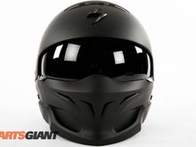 Helmet with the visor down.