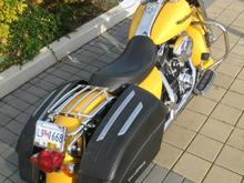 Drag bars.all  disc brake pads are Lyndall race pads. Corbin gel solo seat.