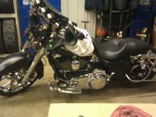 2010 street glide under construction.  took three weeks to change everything on the bike.  Well worth it!!!!!!!!!!