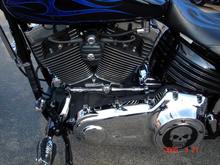 ENGINE LEFT
103" w/ Low-End Cams, Milled and Ported Heads
Kuryakyn Shift Lever and Foot Pegs
Skullman Derby Cover and Black Kickstand
H-D Shifter Lever and H-D Fuel Fitting Cover