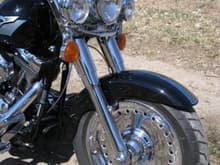 chrome Fatboy front wheel with chrome front end kit