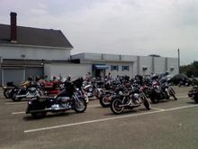 AMVETS poker run. My Dyna is the closest. My dad's 04 CVO electra glide is to the left.