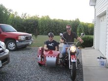 Son and I playing on the Hack (1970 CJ750)