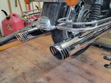 Bike a bit dusty, pipes shinney